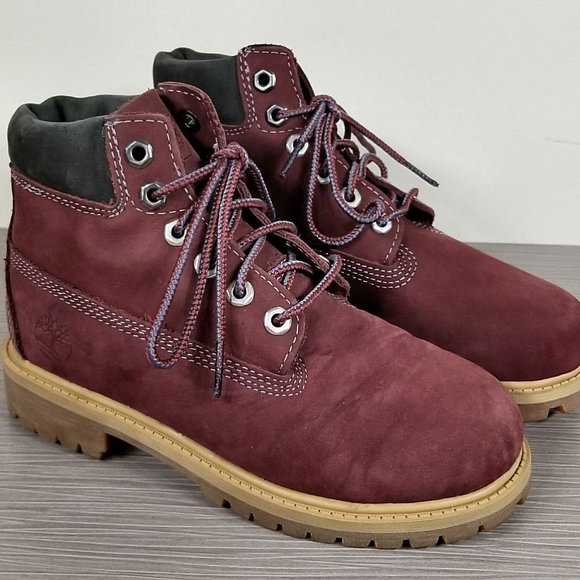 Timberland Premium Waterproof Leather Boot, Dark Port, Little Kid Size 13.5 / 32 - Picture 3 of 10